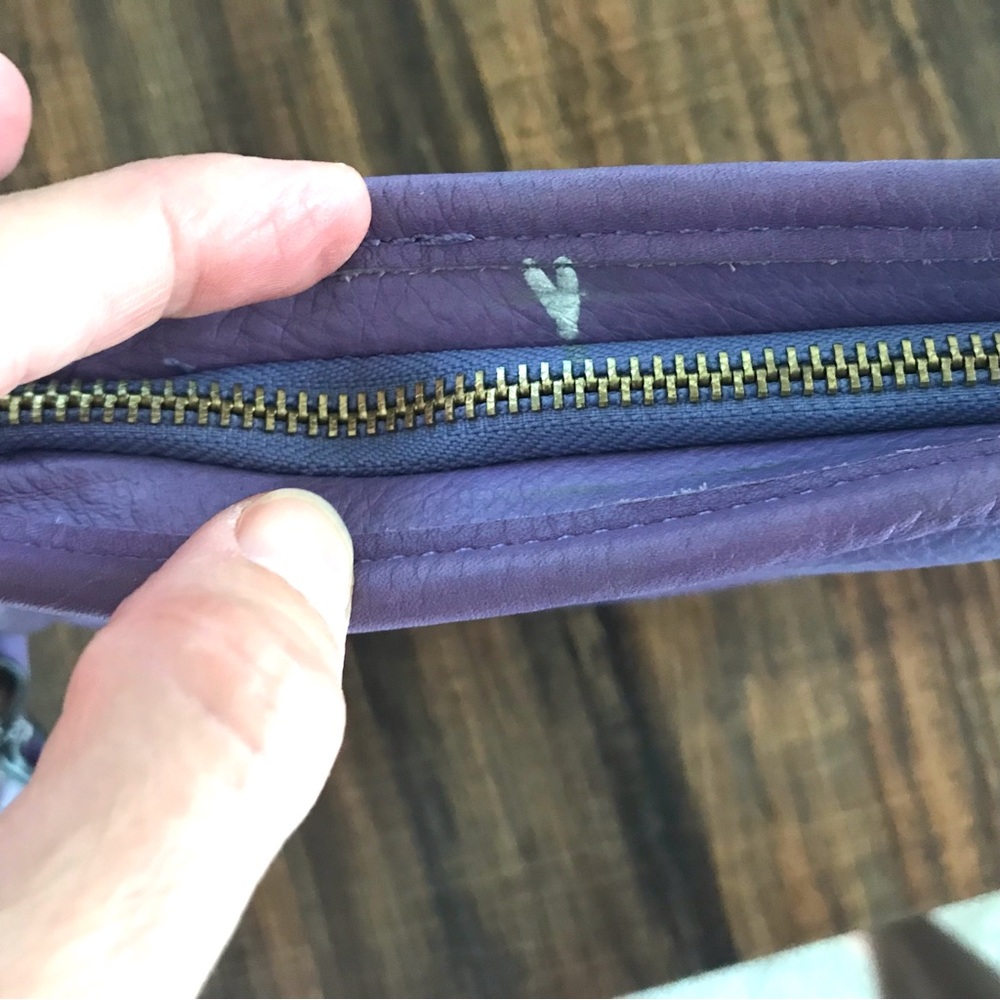 B. Makowsky Purple Gold Chunky Hardware Leather Crossbody - Picture 14 of 16
